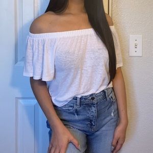 Gap Linen Blend Mélange De Lin Off-Shoulder Top